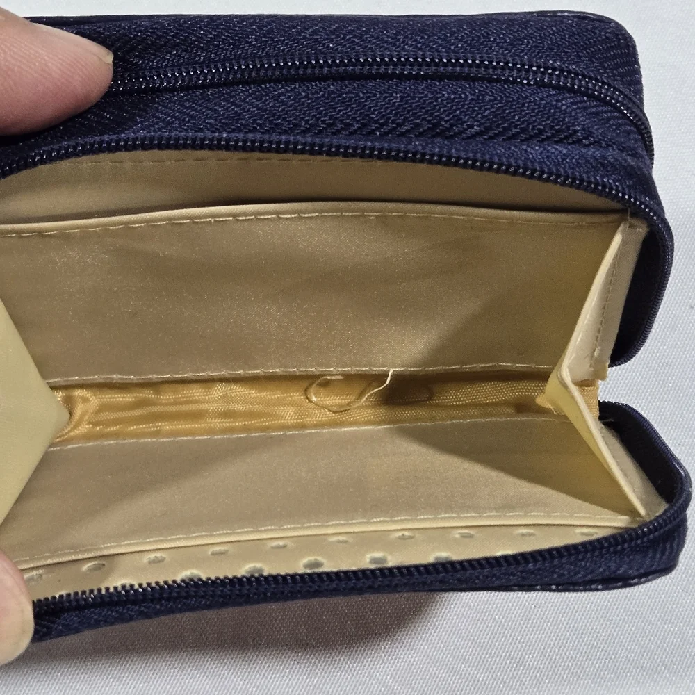 Buxton Navy Blue Small Compact Wallet, Zip Around Excellent - Picture 5 of 6